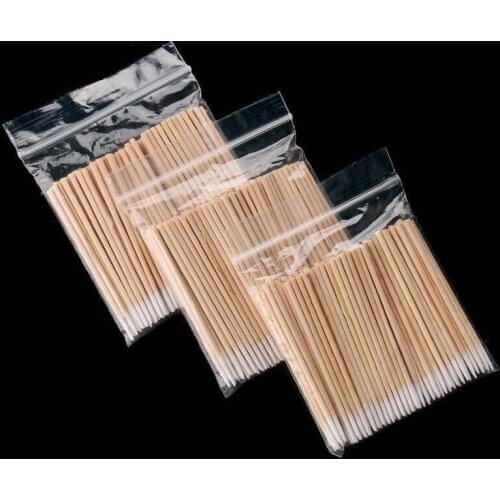 200PCS Disposable Wooden Cotton Stick Swabs Micro Brushes Eyelash Extension Glue Removing Tools For Beauty Makeup And Tattoo