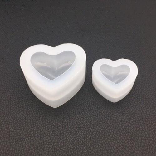 Silicone Mold Mirror Heart Shape 3D Smooth Crafts DIY Jewelry Fondant Epoxy Resin Molds Decoration Chocolate Tools