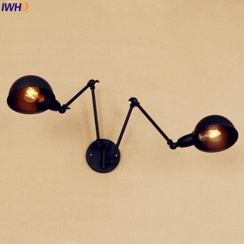 Antique Vintage LED Wall Light 2 Heads Loft Inustrial Adjustable Long Arm Wall Lamp Sconce Arandela LED Stair Lighting