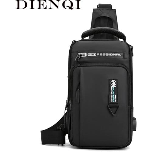 Men Nylon Waterproof Phone Chest Bag USB Small Crossbody Sling Bag Backpack One Shoulder Cross Body Bag Chest Pack Pouch For Man