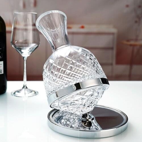 1500ML European Style Rotating Decanter Gyro Wine Dispenser Vintage Crystal Glass Hip Flask Gift Box Decanter Palace Wine Set
