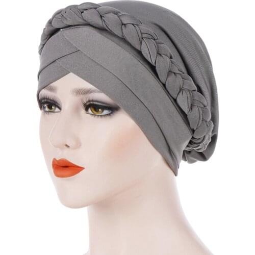 New Riding Women Hijab Cotton Cap Muslim Baotou Cycling Hat Milk Silk Monochrome Beaded Headscarf Hat Muslim Scarf Cap