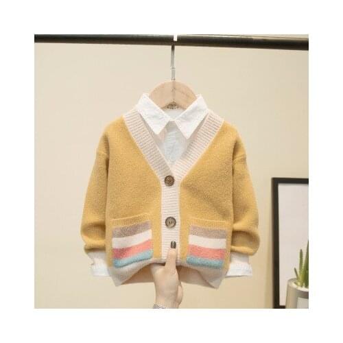 Winter Baby Girl Clothes 2020 New Baby Boys and Girls Cardigan Sweaters Kids Fashion Patchwork Knitted Sweaters Jackets Outwear