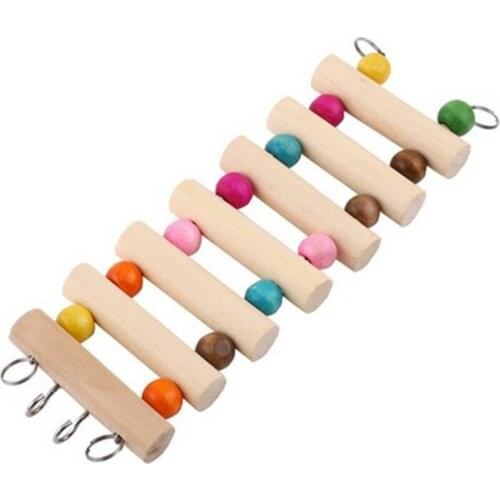 1pcs 7 Steps Ladder Birds Swing Wooden Bridge Ladder Climb Cockatiel Parakeet Budgie Parrot Pet Toy