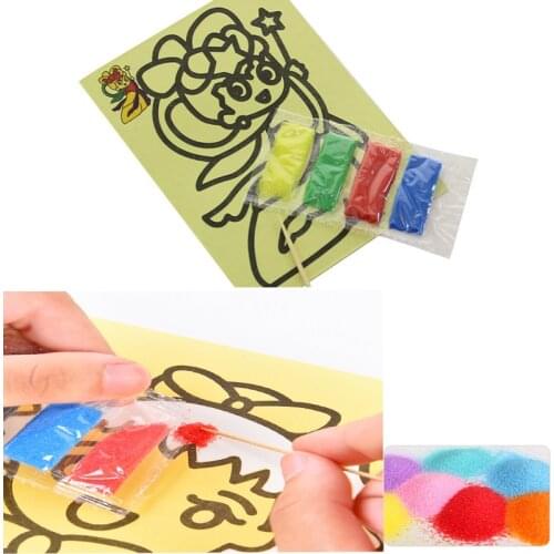 10 Pieces/Batch DIY Arts And Crafts Education Toys Children Sand Painting Pictures DIY Magic Color Rainbow Graffiti Art Paper