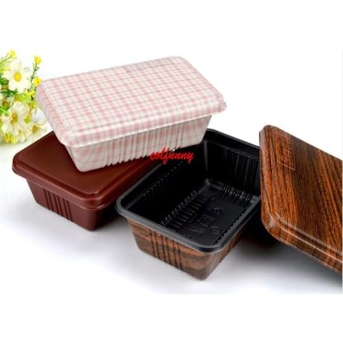 1000pcs/lot Creative Wood Grain Design Disposable Food Container Snack Packing Boxes Microwaveable PP Bento Box F051406