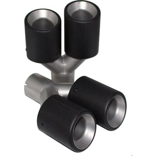 114mm Auto parts exhaust pipe tail mouth Y-shaped bell mouth double mouth carbon fiber matte tail throat four outlet muffler
