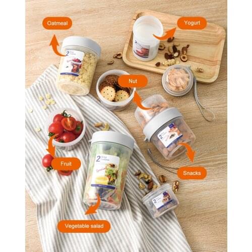 2-layer Sealed Storage Box Chill To Go Yogurt Cereal Container Transparent Fresh Kepping Food Reusable Bottle Breakfast