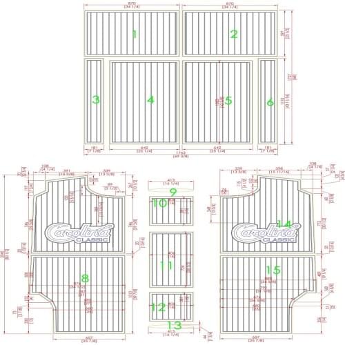 2000 Carolina Classic 25 Cockpit Boat EVA Faux Teak Decking Floor Pad