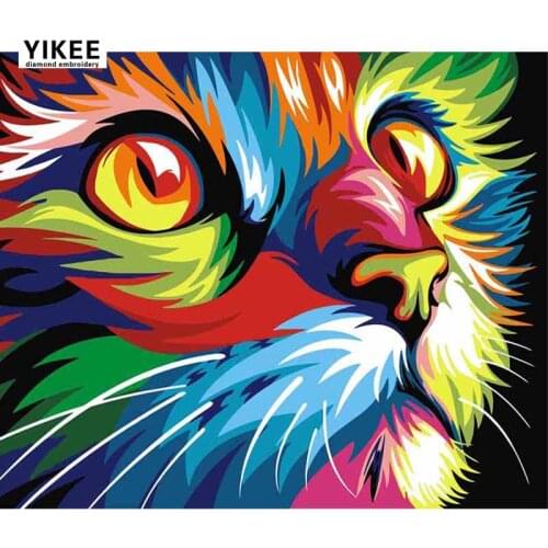 YIKEE 5d diy Diamond Painting Cartoon Cat Full Drill Diamond Embroidery Sale Handmade Wall Decor Flower Mosaic Crystal k18