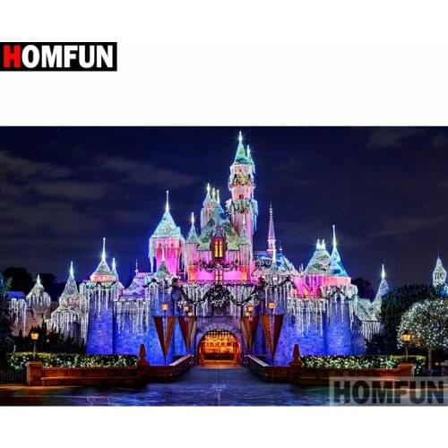 HOMFUN Full Square/Round Drill 5D DIY Diamond Painting "Castle building" 3D Diamond Embroidery Cross Stitch Home Decor A20257