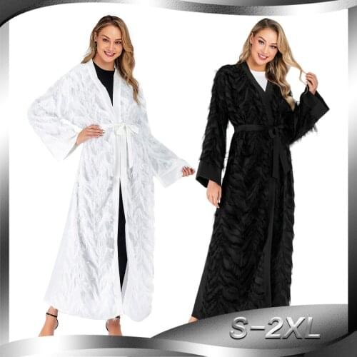 BianFeng Womens New Fashion Luxury Open Abaya Islamic dress Cardigan Design Arabic Robe Muslim Clothing