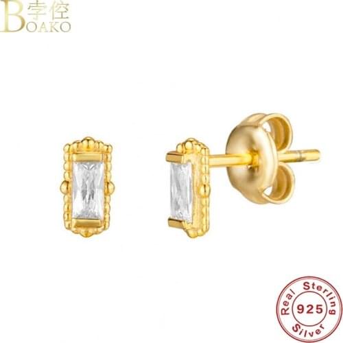 BOAKO CZ Piercing Stud Earring 925 Sterling Silver Earrings For Women 2021 Luxury Fine Jewelry Bijoux Party Pendientes Aretes