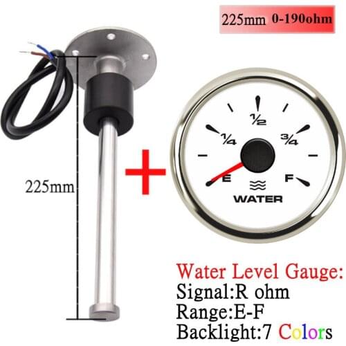 150MM/175MM/225MM/250MM/300MM Water Tank Sensor Fuel Sender Unit With 0-190ohm 52mm Water Level Gauge Meter Fit Boat Cars