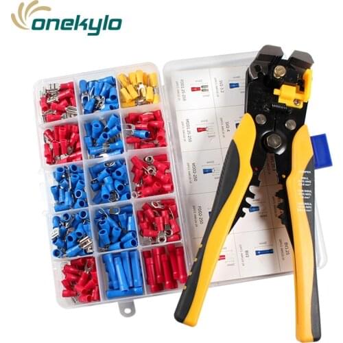 HS-D1 Multifunctional automatic 4 in 1 wire stripping pliers AWG24-10(0.2-6.0mm2) Crimping pliers with 270pcs terminal