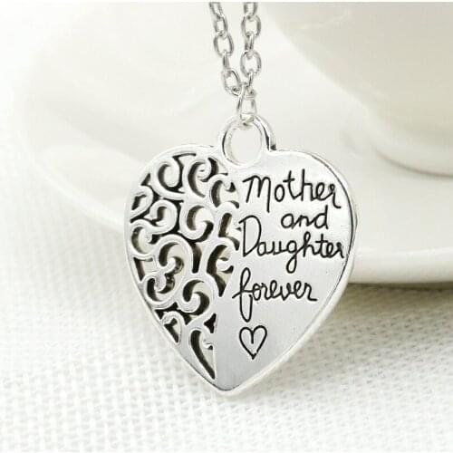 Heart-shaped Pendant Necklace Mom and Daughter Forever Family Series Jewelry DIY Custom Wholesale парные кулоны dia de la madre