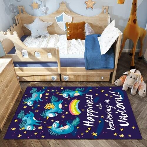 Nordic Style Child Cartoon Carpets For Living Room Cute Unicorn Print Carpet High Quality Size Modern Large Mat Rugs Home Parlor