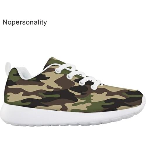 Nopersonality Kids Boys Girls Walking Shoes Dark Camouflage Pattern Mesh Casual Sneakers Children Breathable Lace-up Flat Shoes