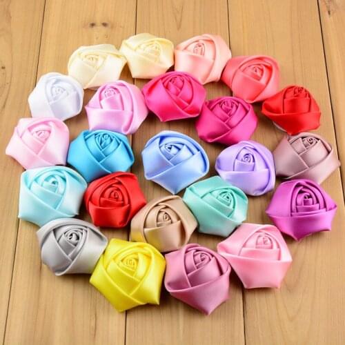 DHL Free shipping, 500 pcs/lot , Satin Rosette - 2" inch satin rose flowers - satin smooth rosette