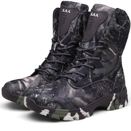 Men Non Slip Wear Resistant Tactical Boots Sports Shoes Hunting Boots High Top Lightweight Breathable Waterproof Military Boots