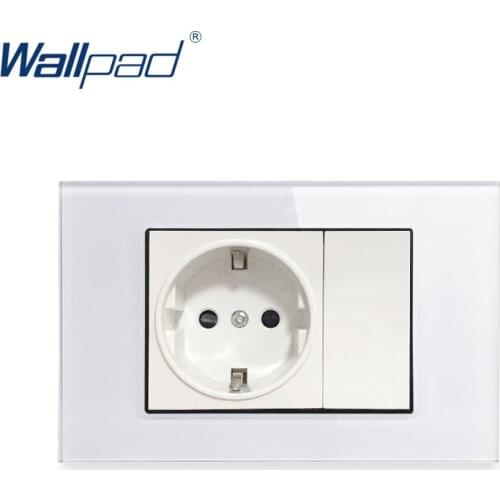 EU German Socket Wallpad Luxury Tempered Glass Panel Electric Wall Power Socket Electrical Outlets For Home 16A AC 110-250V