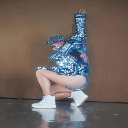 H165 Party Modern Fashion Bodysuit Tight Diamonds New Rhinestone Club Mirrors Model Dj Celebration Sequins Costume Show Stage