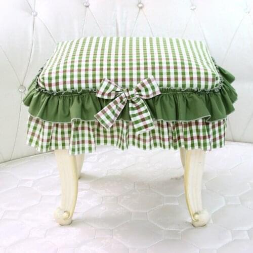 Cotton fabric Mustard green lattice lace piano stool cover table /chair cover lace tassel length:15cm