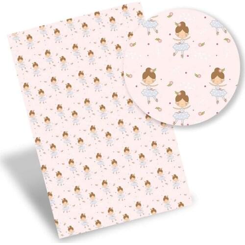Faux Synthetic Leather Fabric Sheets Printed Vinyl Fabric Cartoon Ballet Princess For DIY Bows Craft Handbag Shoes Decor 22*30cm