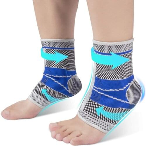 1 Pair Ankle Support Compression Sleeve with Silicone Gel Ankle Brace Strap for Gym Sports Plantar Fasciitis Achilles Tendonitis