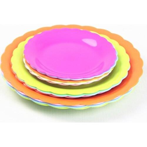 Colorful Plastic Snack Dishes Plastic Plates Relish Dessert Plate Dinnerware Flat Dishes Eco-Friendly Party Festival Accessories
