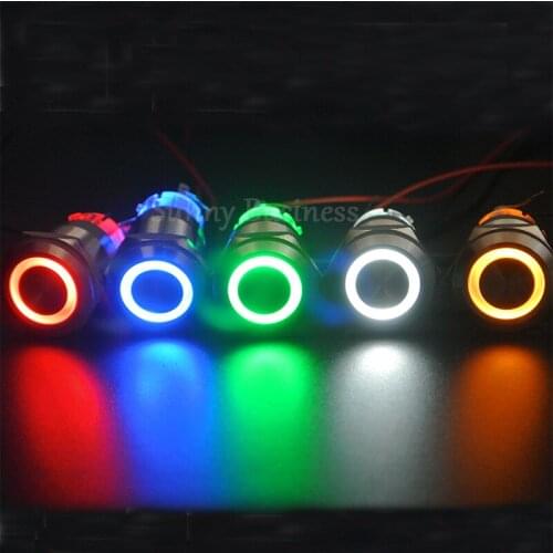 50pcs 16mm Metal Momentary Push Button Switch LED 6V 12V 24V 110V 220V StainlessLess Steel Car Auto Engine PC Power Start