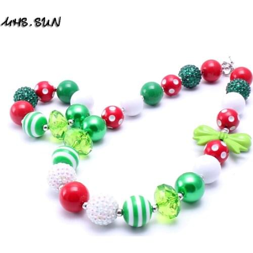 MHS.SUN Christmas Kids Girls Chunky Beads Necklace Bracelets Set Festival Chunky Jewelry Set For Baby Child Party Gift Newest