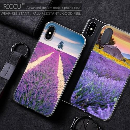 Purple Lavender Sunset Oil Painting Phone Case For iPhone 11 12 Pro Max X XS XR 7 8 7Plus 8Plus 6S SE Soft Silicone Case cover