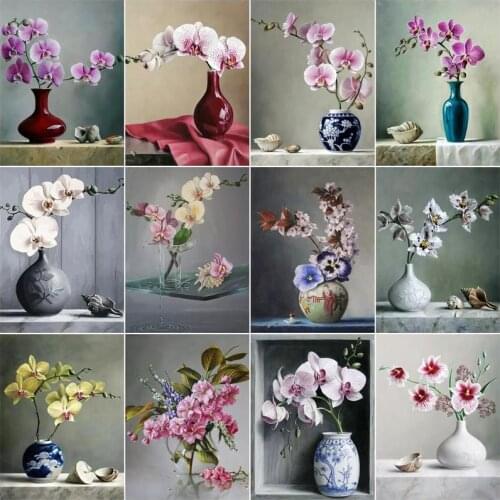 GATYZTORY DIY Painting By Numbers Flower Vase Kit acrylic paint by numbers Wall Art Special gift Canvas Painting on canvas Flo