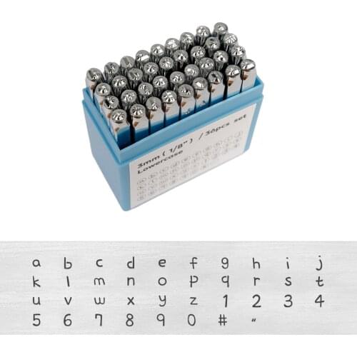 36PCS DIY Metal Stamping Kit Number & Letter Stamps Set (a-z, 0-9, #, ") Leather Stamps, Jewelry Stamping Kit 1/8 (3mm)