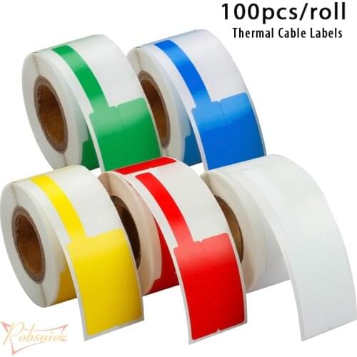 100pcs/roll Thermal Cable Label Stickers Waterproof Network Ethernet Cable Marker Organization Label Tag Stickers 78*25/80*30mm