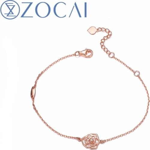 ZOCAI New Design Rose Shape Bracelet Real certificated 0.07 CT diamond 18K rose gold (AU750) Party and Gift Bracelet S00625