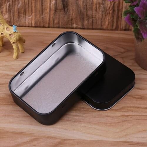 OOTDTY High Quality Storage Box Small Jewelry Candy Coin Key Organizer Tin Flip Black Gifts Packing