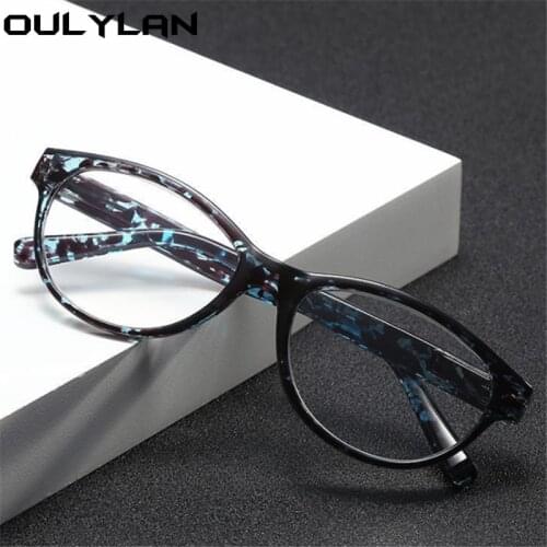 Oulylan Anti Blue Light Reading Glasses Women Men Computer Farsightedness Eyeglasses Floral Printed Presbyopic + 1.0 1.5 2.0