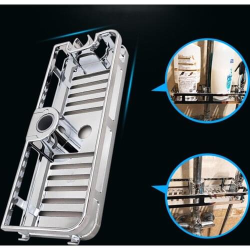 Bathroom Pole Shower Rod Mount Shelf Tray Plastic Draining Storage Rack Organizer Home Shower Towel Shampoo Tray Bathing Shelves