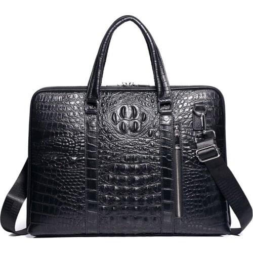Famous design Genuine Leather crocodile pattern briefcase mens business laptop bag cowhide shoulder bag Mens totes handbag