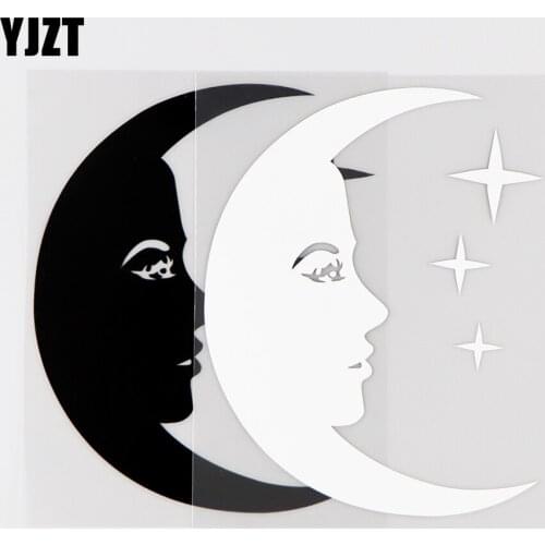 YJZT 11.6X14.8CM Vinyl Decal Car Stickers Moon And Star Evening Cute Cartoon Black / Silver 10A-0129
