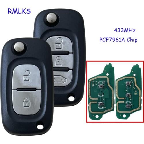 3 Buttons Flip Remote Key 433MHz PCF7961A ID46 Chip For Renault Clio III Clio 3 Kangoo Master Modus Twingo 2006-2016 7701210033
