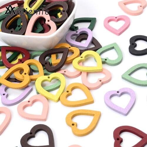 Natural Wooden Beads Mixed Color High Quality Love Heart Shape Loose Beads For Jewelry Making Handmade DIY Earrings Supplies