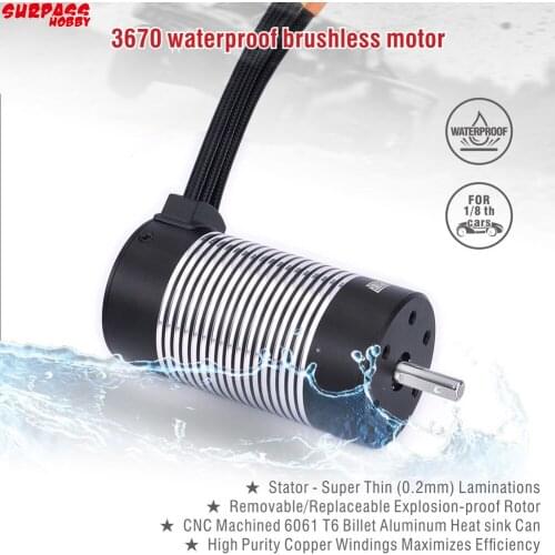 Rocket 3670 Waterproof Brushless Sensorless Motor 3050KV 2650KV 2150KV 1900KV for 1/8 1/10 Tamiya GTR Traxxas RC Drift Car Rock