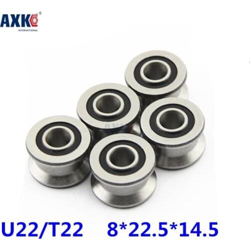 Rolamentos High Quality U22 8mm V / U Groove Pulley Bearings 8*22.5*14.5*13.5 Mm Ugroove Roller Wheel Ball Bearing U-22 Tu22