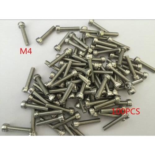 M4 series 100pcs Stainless steel hex socket screws M4*5/6/8/10/12-80 mm cylinder head bolt, cup head screws