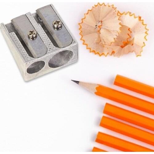 Metal Bevelled Double Hole Pencil Sharpener 12pcs Dual Hole Pencil Sharpener Aluminum Alloy School Office Stationery