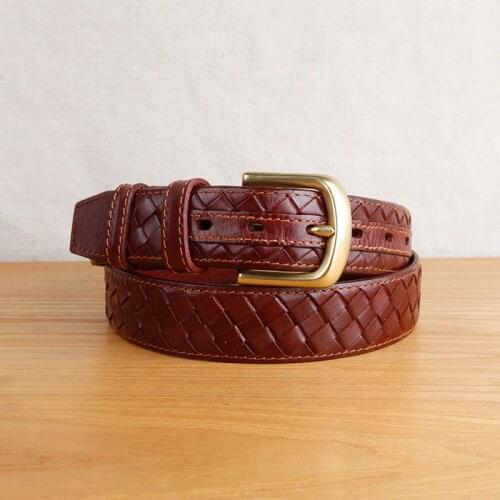High Quality Mens Fashion Belt, Luxury Leather Braided Belt, Brass Buckle Genuine Belt, Mens Jeans,Big Belt Mens Wide Belt
