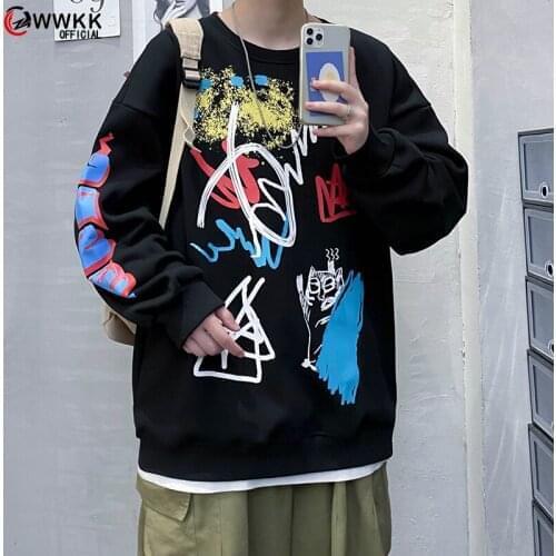WWKK Mens Crewneck Sweatshirt Men 2021 Autumn Oversized Japanese Streetwear Hip Hop Anime Hoodie Men Sweatshirts Hoodies